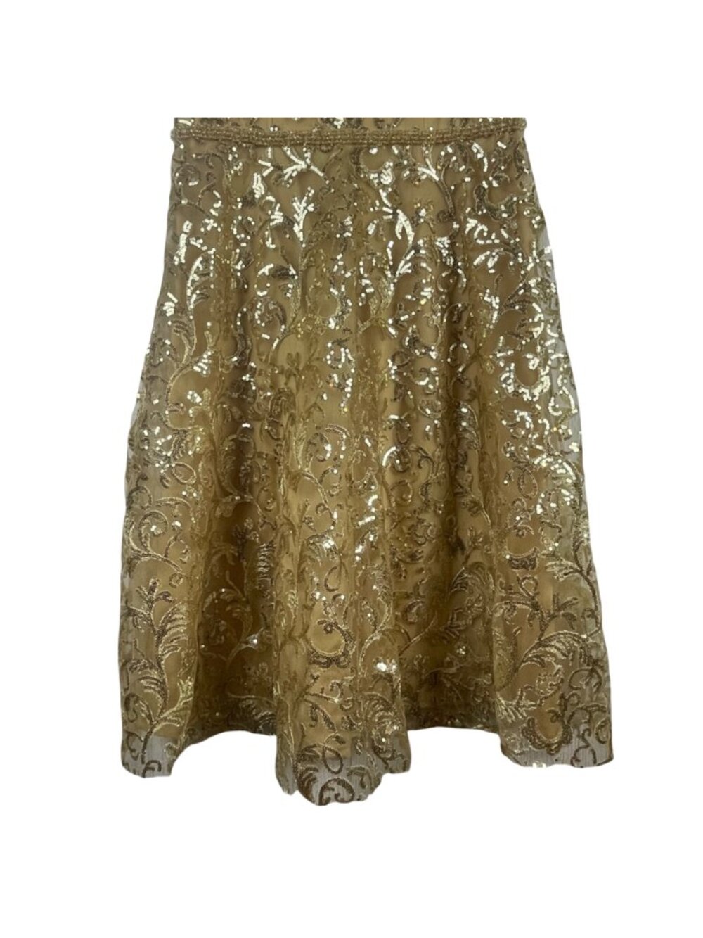 Mac Duggal Gold Sequin Embellished Fit & Flare Dress Size 10 - Picture 3 of 9